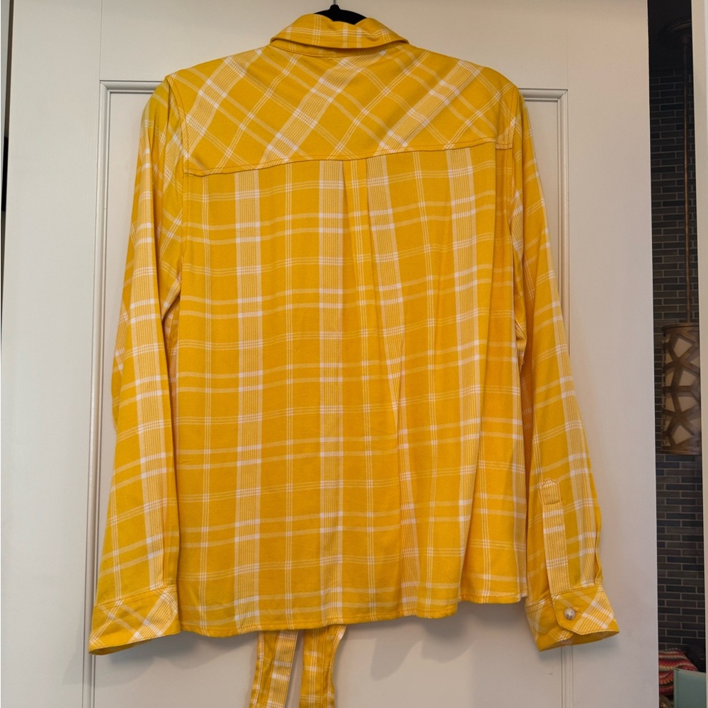 Sanctuary yellow plaid button up with front tie - Picture 5 of 6